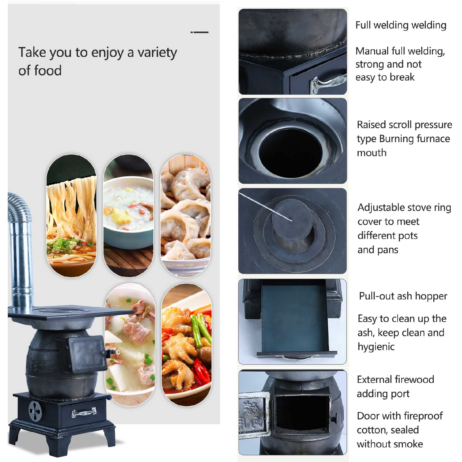 Amazon.co.jp: 厚みのある鋳鉄製薪ストーブ、家庭用暖房調理用ストーブ